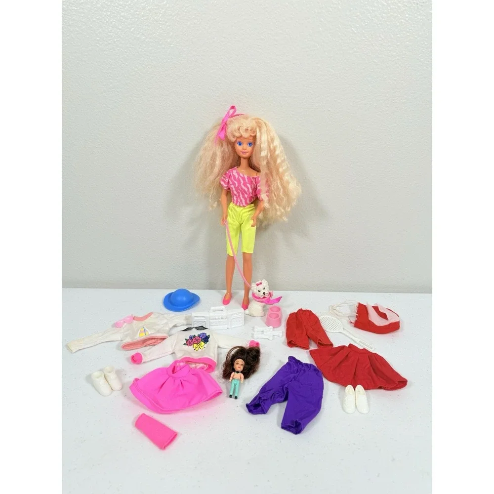 Vintage Skipper Teen Pet Pals, Tennis Skirt, Racket, Bag. Trendy Teen 774 Barbie